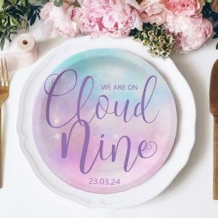 Cloud Nine Girl Baby Shower Paper Plate