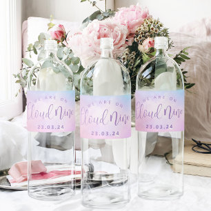 Cloud Nine Girl Baby Shower Water Bottle Label