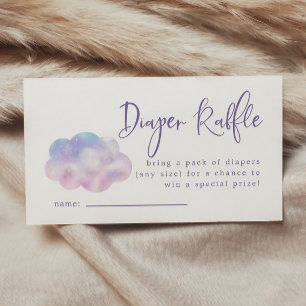 Cloud Nine Girl Diaper Raffle Ticket Enclosure Card