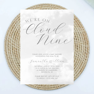 Cloud Nine Grey Gender Neutral Baby Shower Invitation