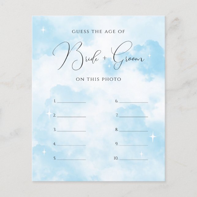Cloud Nine Guess the Age of Bride and Groom Game (Front)