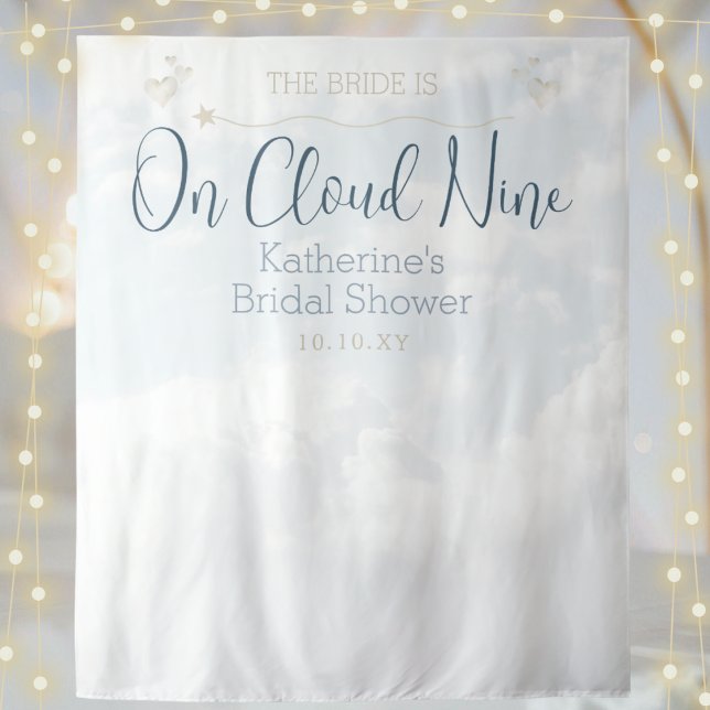 Cloud Nine Modern Elegant Bridal Shower Backdrop Tapestry (Creator Uploaded)