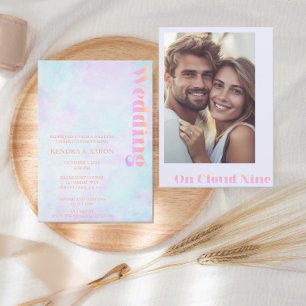 Cloud Nine Modern Minimalist Pastel Photo Wedding  Invitation