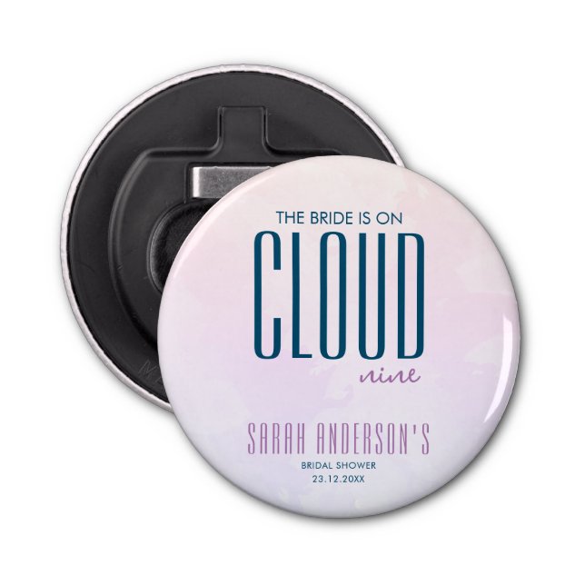 Cloud Nine Modern Pastel Blue Dreamy Bridal Shower Bottle Opener (Front)
