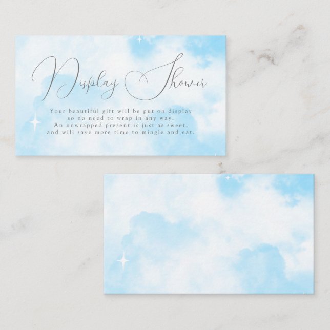 Cloud Nine Pastel Blue Display Bridal Shower  Enclosure Card (Front/Back)