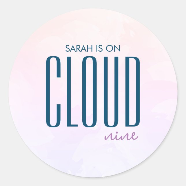 Cloud Nine Pastel Purple Blue Modern Bridal Shower Classic Round Sticker (Front)