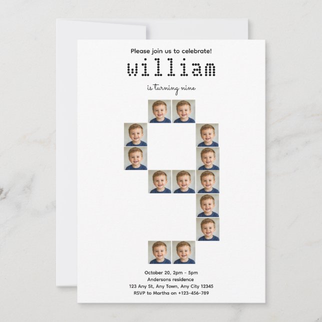 Cloud Nine Photo Collage Birthday Invitation (Front)