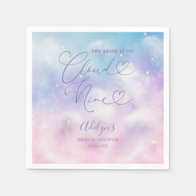 Cloud Nine Pink and Purple Sky Bridal Shower  Napkin (Front)