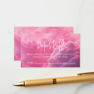 Cloud Nine Pink Clouds Diaper Raffle Enclosure Card