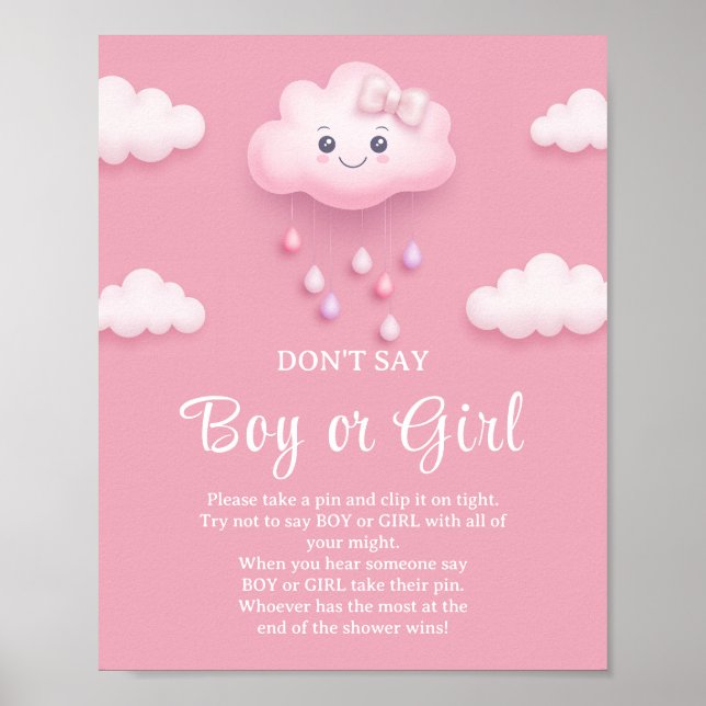 Cloud nine pink sky Don’t Say BOY or GIRL game Poster (Front)