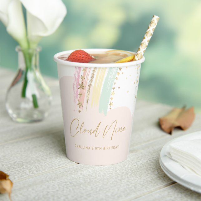 Cloud Nine Rainbow Birthday Paper Cups (Insitu)