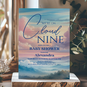 Cloud nine rainbow glitter baby shower  invitation