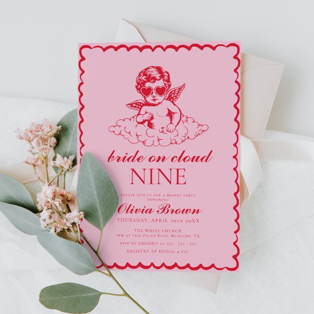 Cloud Nine Retro Hand Drawn Bridal Shower Invitation (Creator Uploaded)