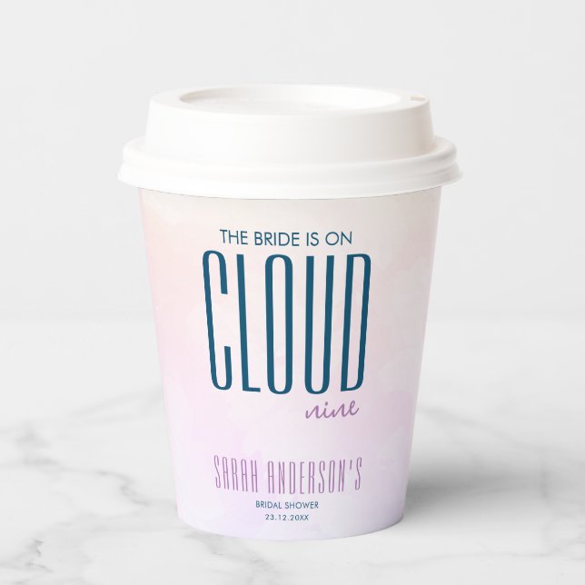 Cloud Nine Simple Chic Pastel Blue Bridal Shower Paper Cups (Front)