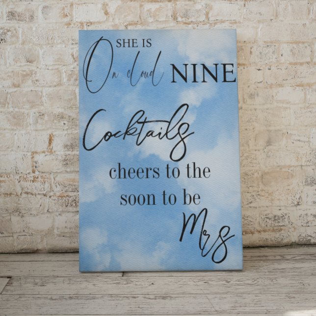 Cloud Nine Sky Blue Watercolor Bridal Shower Drink Poster (Creator Uploaded)
