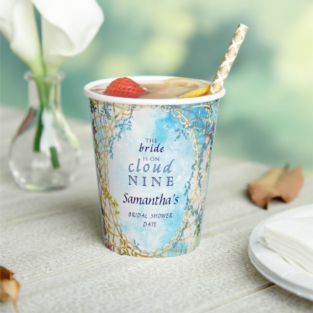 Cloud Nine Whimsical Rococo Revival Bridal Shower Paper Cups (Insitu)
