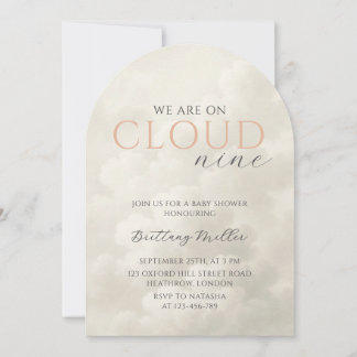 Cloud Nine White Clouds Arch Baby Shower Invitation