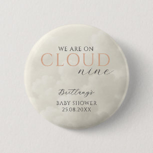 Cloud Nine White Clouds Baby Shower 6 Cm Round Badge