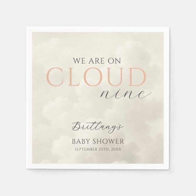 Cloud Nine White Clouds Baby Shower Napkin (Front)