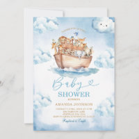 Cloud Noah's Ark Light Blue Baby Shower