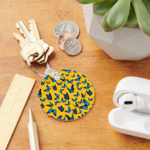 cloud of blue butterflies key ring
