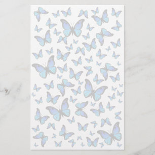 cloud of blue butterflies stationery