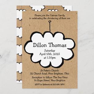 Cloud on a String Baptism Christening Invitation
