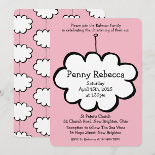 Cloud on a String Christening Invitation