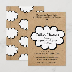 Cloud on a String Christening Invitation