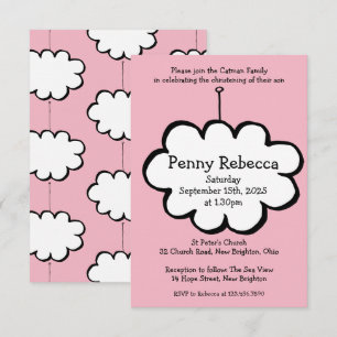 Cloud on a String Christening Invitation