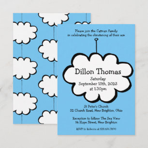 Cloud on a String Christening Invitation