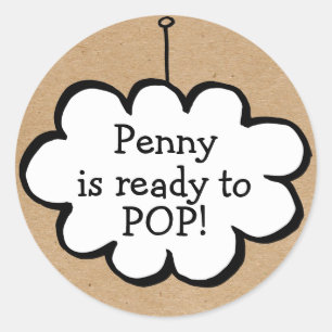 Cloud On String Kraft Ready to POP Baby Shower Classic Round Sticker
