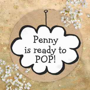 Cloud On String Kraft Ready to POP Baby Shower Classic Round Sticker