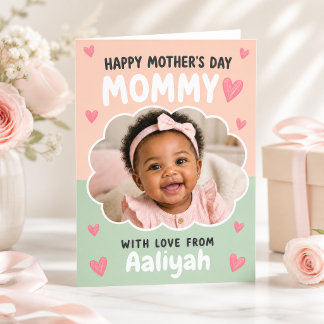 Cloud Photo Pink Green Happy Mother's Day Mummy Card