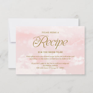 Cloud Pink Gold Bridal Shower Recipe Request Invitation