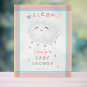 Cloud Raindrops Gender Neutral Baby Shower Welcome Acrylic Sign