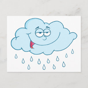 Cloud Raining Mascot Cartoon Character Postcard