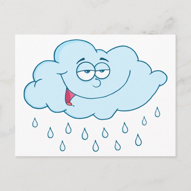 Cloud Raining Mascot Cartoon Character Postcard (Front)
