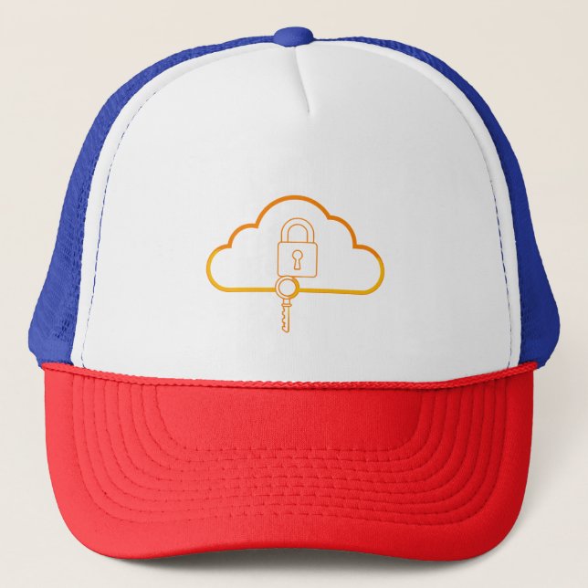 Cloud Security Padlock Key Trucker Hat (Front)