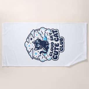 Cloud Sky Cute Cat Pet Lover Shirt Art - Cloud Sky Beach Towel