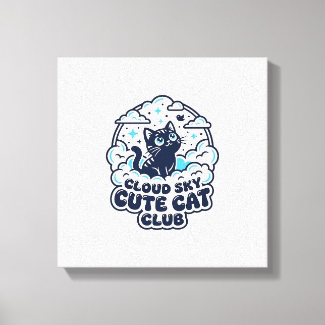 Cloud Sky Cute Cat Pet Lover Shirt Art - Cloud Sky Canvas Print (Front)