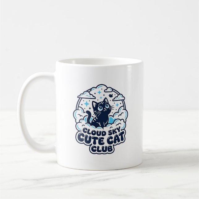 Cloud Sky Cute Cat Pet Lover Shirt Art - Cloud Sky Coffee Mug (Left)