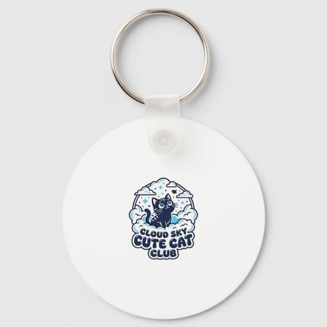 Cloud Sky Cute Cat Pet Lover Shirt Art - Cloud Sky Key Ring (Front)