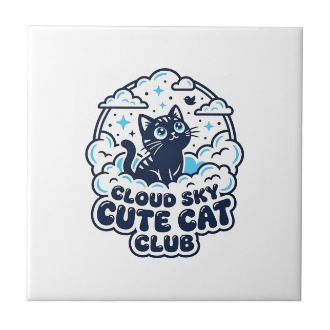 Cloud Sky Cute Cat Pet Lover Shirt Art - Cloud Sky Tile (Front)