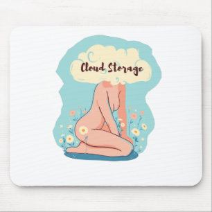 Cloud Storage Woman Mouse Mat