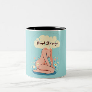 Cloud Storage Woman Two-Tone Coffee Mug