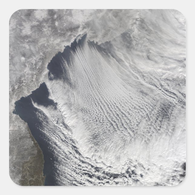 Cloud streets forming over the Sea of Japan Square Sticker (Front)