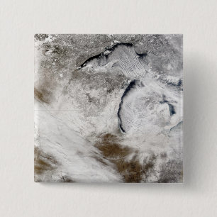 Cloud streets over Lake Superior and Lake Michi 15 Cm Square Badge