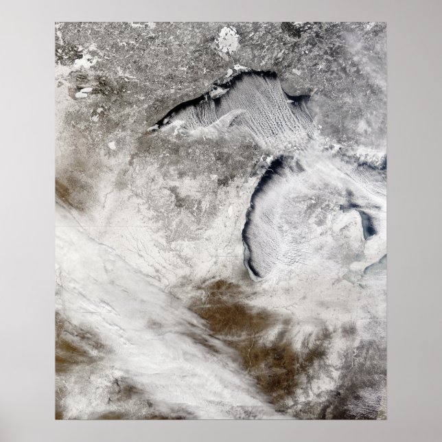 Cloud streets over Lake Superior and Lake Michi Poster (Front)