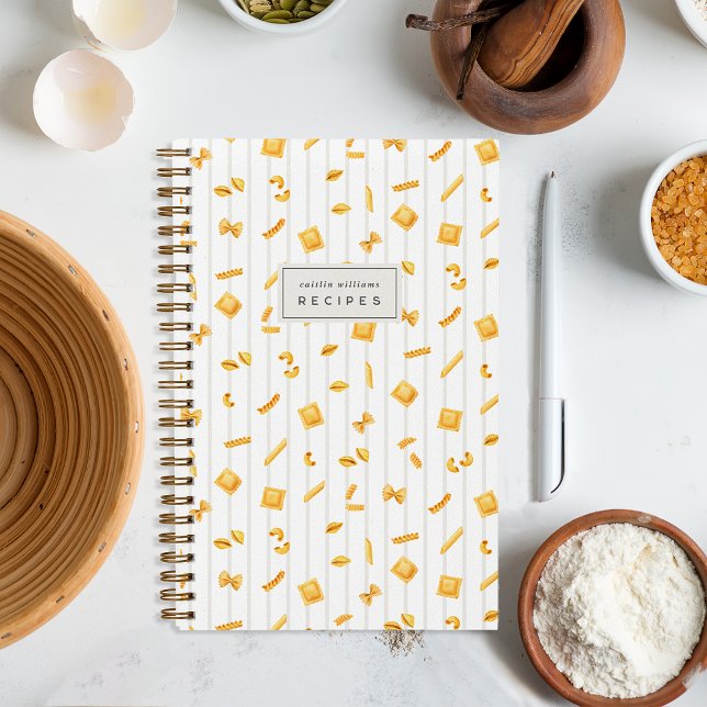 Cloud Stripe | Pasta Shapes Personalized Recipe Notebook (Creator Uploaded)